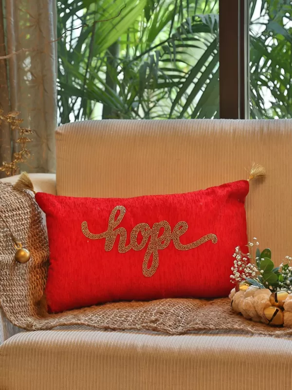 Hope beaded cushion cover with tassels - Amoliconcepts