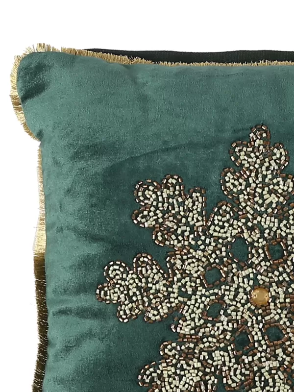 Snowflake beaded cushion cover – Green - Amoliconcepts