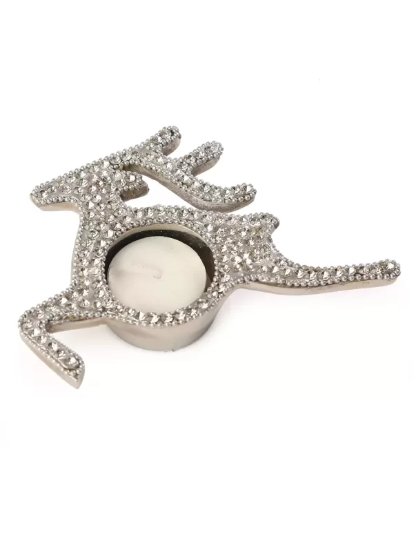 Reindeer and Snowflake Tealight candle holder with Rhine stones - Amoliconcepts