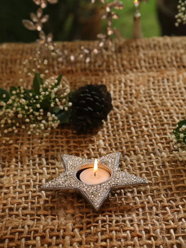 Star Candle Holder with Rhine stones - Amoliconcepts