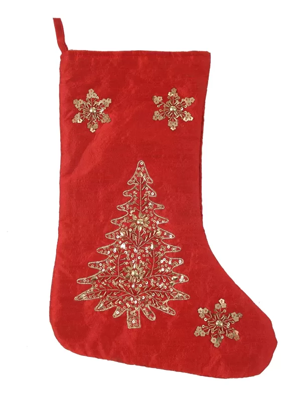 Embellished Christmas stocking – Red - Amoliconcepts