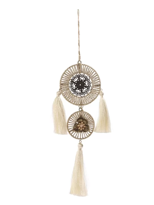 Set of two Christmas ornaments – Bells in metal ring, Ring ornament with tassels -L - Amoliconcepts