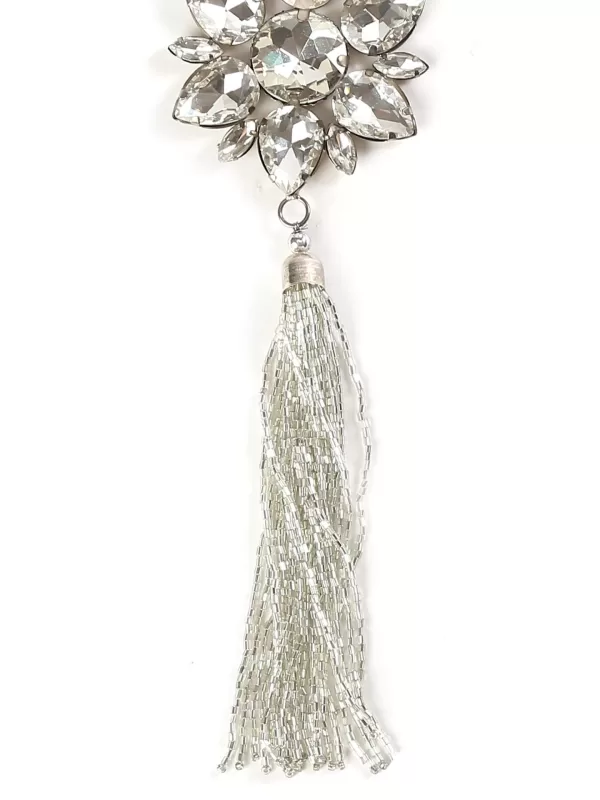 Crystal star ornament with beaded tassel and Crystal Wreath – Silver - Amoliconcepts