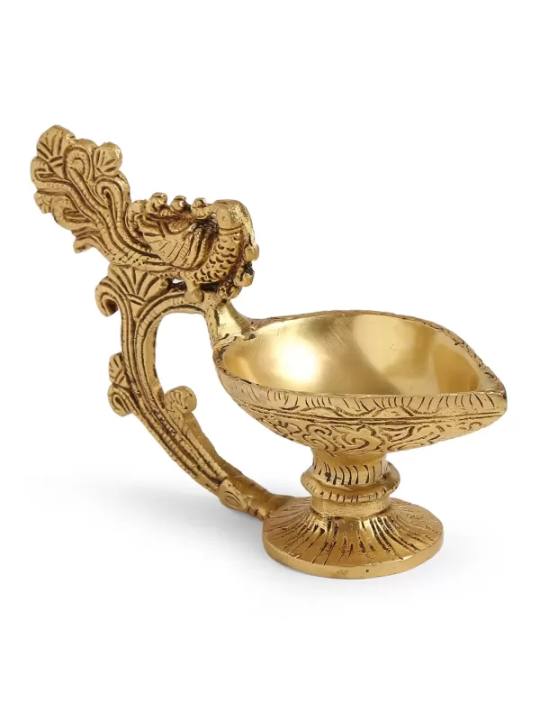 Brass Diya with Bird handle in a gift Box - Amoliconcepts