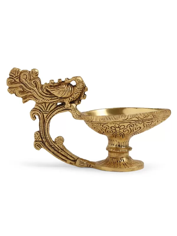 Brass Diya with Bird handle in a gift Box - Amoliconcepts