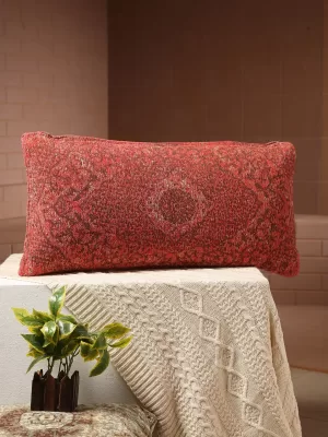 Jacquard chenille cushion cover deep red - Amoliconcepts