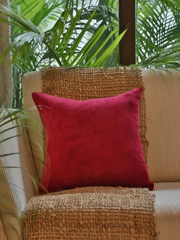 Maroon Cotton Velvet Cushion Cover - Amoliconcepts