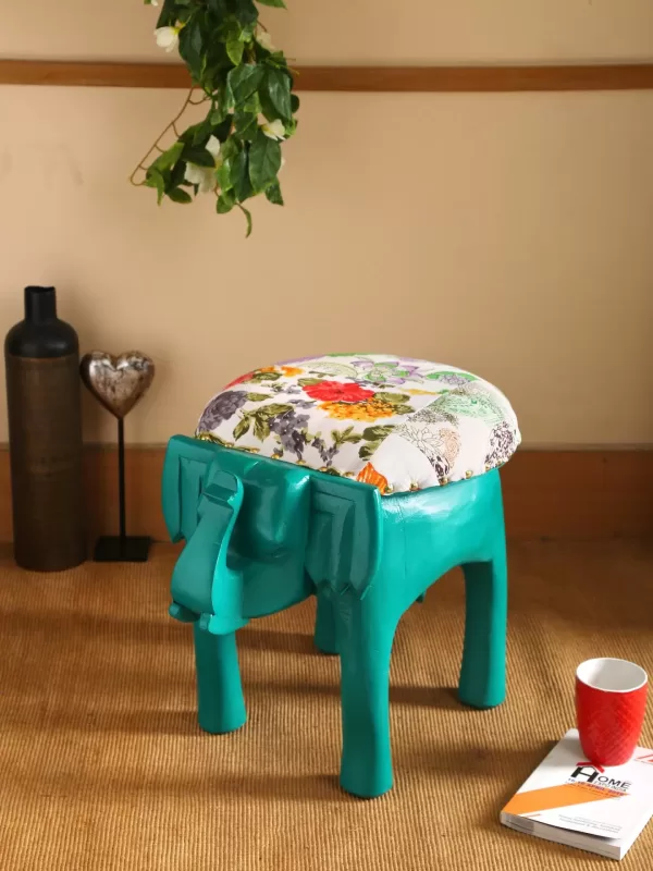 Elephant shape stool with cushioned top - Amoliconcepts