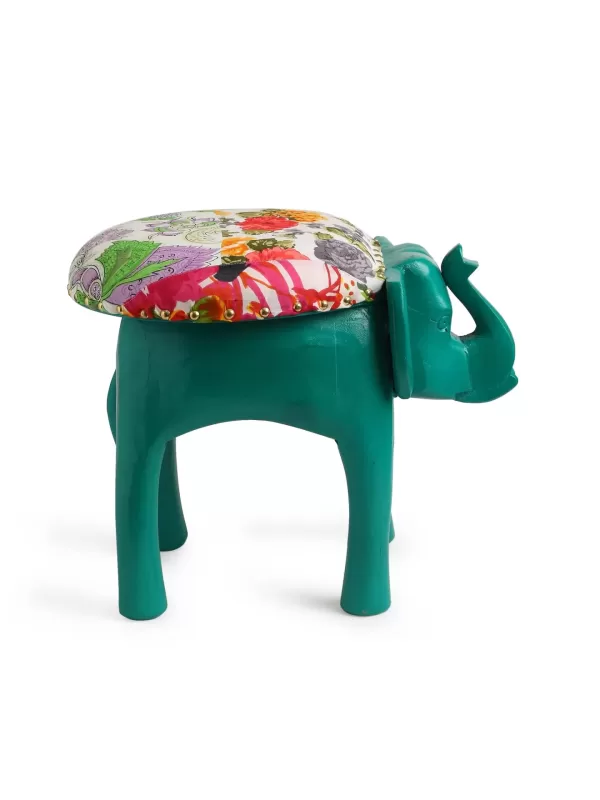 Elephant shape stool with cushioned top - Amoliconcepts