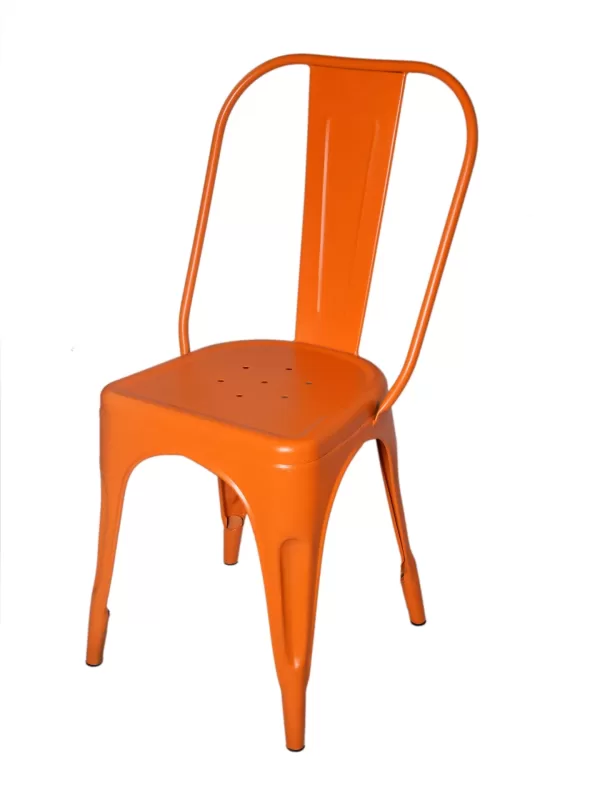 Powder coated Iron chair in orange colour - Amoliconcepts