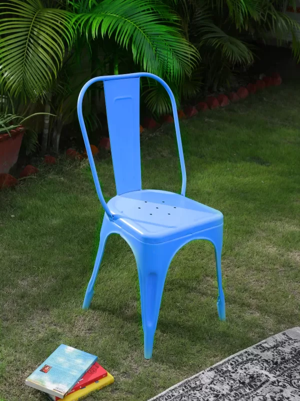 Powder coated Iron chair in Blue colour - Amoliconcepts
