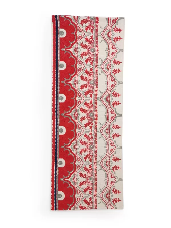 Elegant table runner with floral embroidery - Amoliconcepts