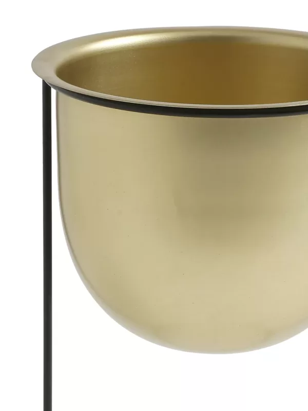 Brass Look Metal Planter with Iron Stand - Amoliconcepts