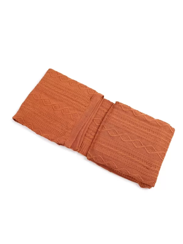 Rust knitted throw - Amoliconcepts