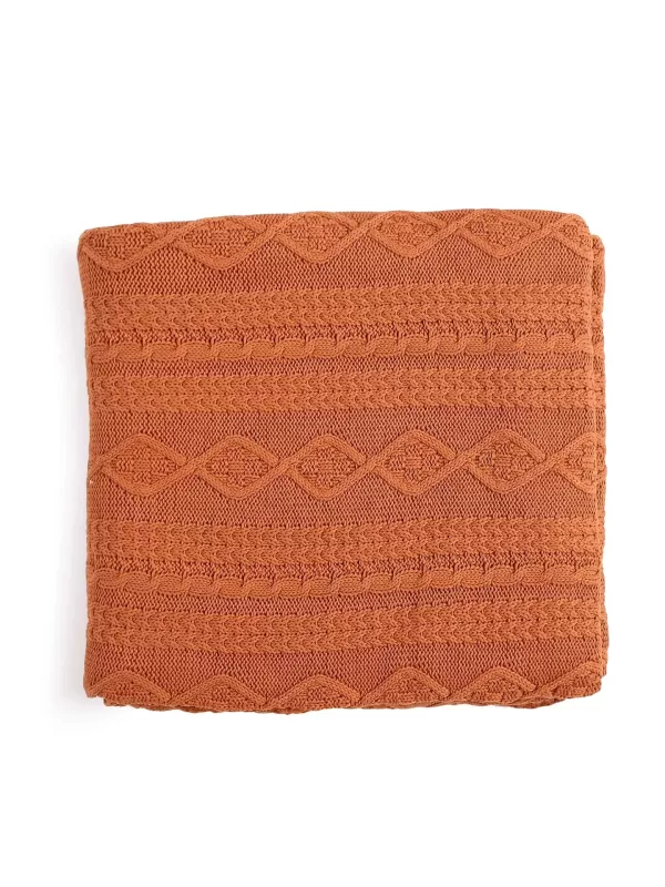 Rust knitted throw - Amoliconcepts