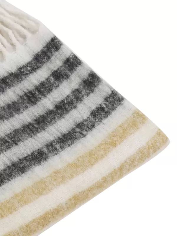 Soft Wool Acrylic throw in hues of mustard, rust, ivory and black - Amoliconcepts