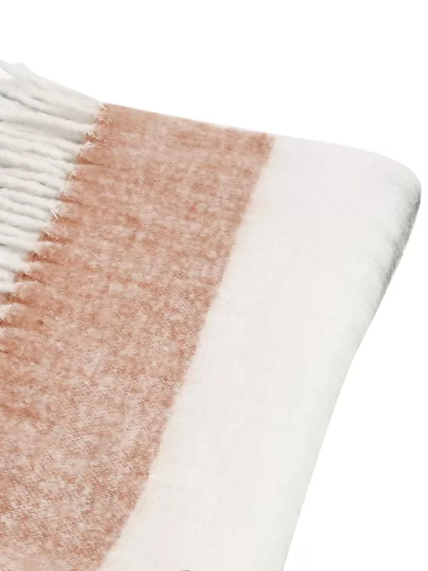 Soft Wool Acrylic throw in hues of pink ,ivory, grey and blue - Amoliconcepts