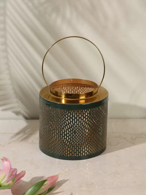 Lantern in Green and gold finish – L - Amoliconcepts