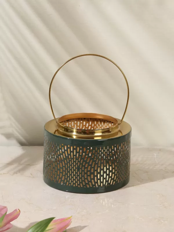 Lantern in Green and gold finish – S - Amoliconcepts