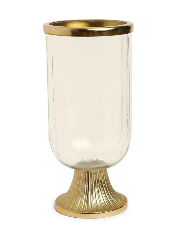 Glass Hurricane with Gold Tone Details - Amoliconcepts