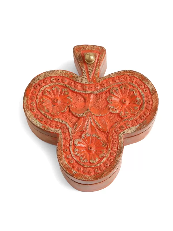 Hand Carved Box with Antique Orange finish - Amoliconcepts