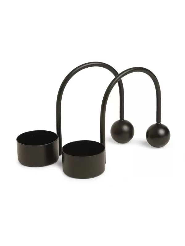 Minimal Tea Light Holder – Black set of 2 - Amoliconcepts