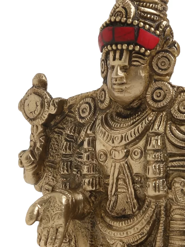 Lord Balaji crafted in brass with semi precious stones - Amoliconcepts