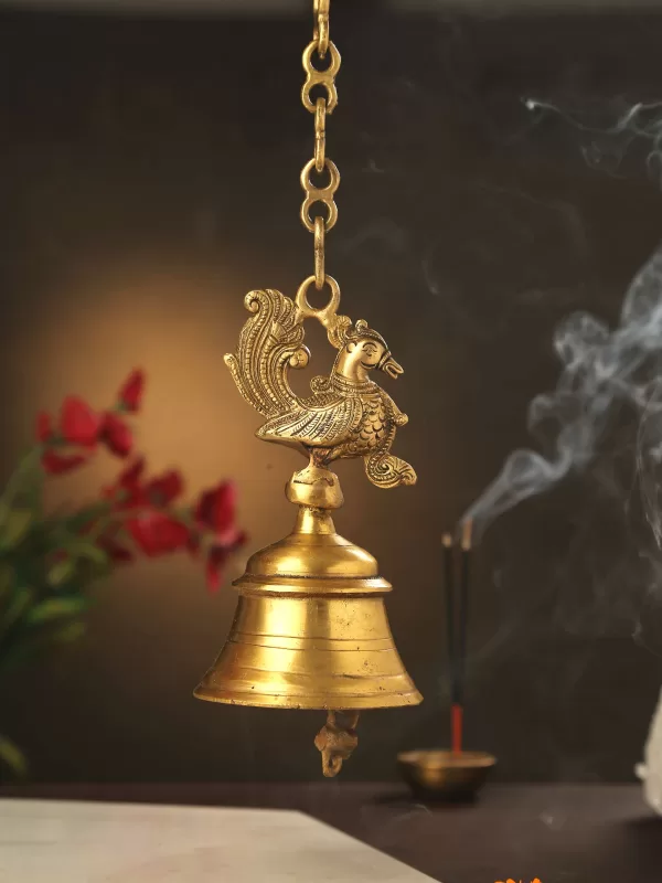 Peacock hanging Bell with Chain - Amoliconcepts