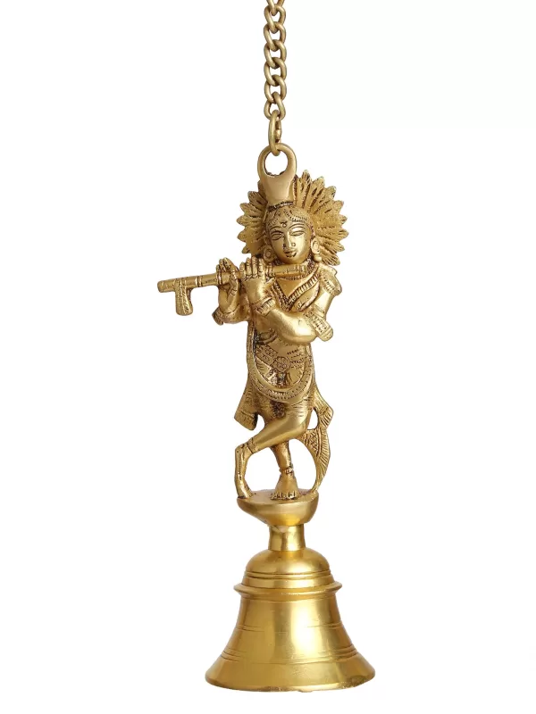 Brass Krishna Bell with chain - Amoliconcepts