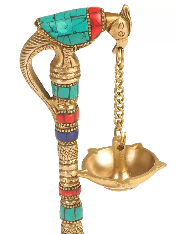 Brass Parrot lamp with stone Detailing - Amoliconcepts