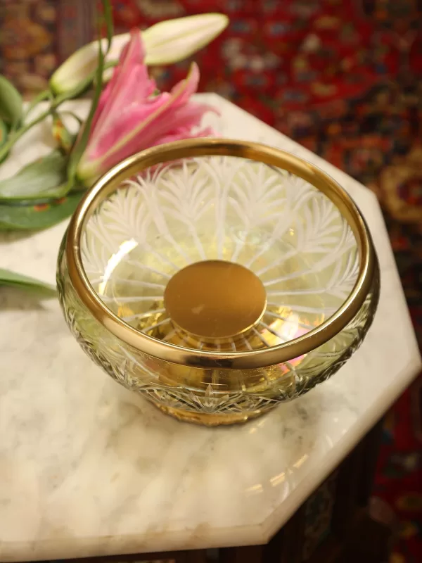 Glass Deco Bowl with Golden Rim - Amoliconcepts