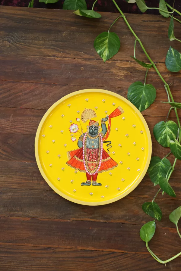 Lord Krishna’s with lotus flower wall plate - Amoliconcepts