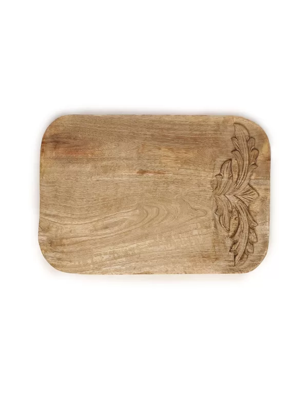 Flower Design Hand Carved Cheese cum Chopping Board - Amoliconcepts