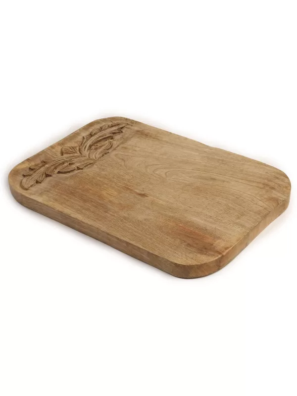 Flower Design Hand Carved Cheese cum Chopping Board - Amoliconcepts