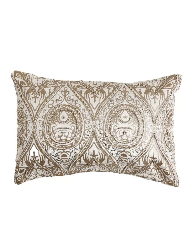 Cushion Cover With Print And Beads - Amoliconcepts