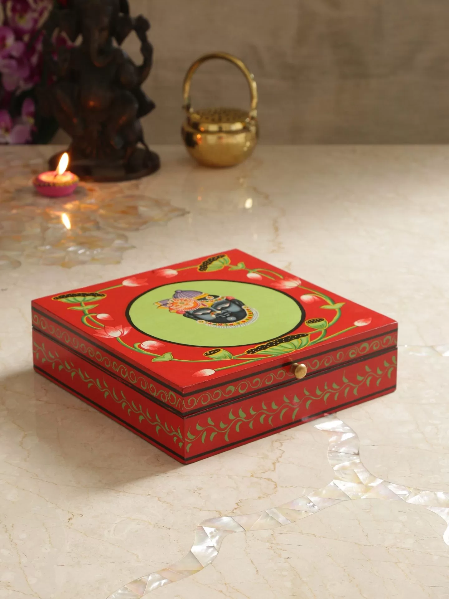 Spacious Pichawai Handpainted Krishna Box – Large